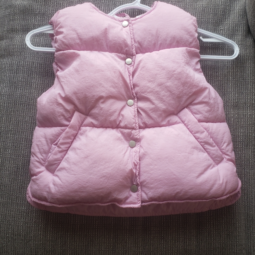 Zara Pink Puffer Vest with Snap Buttons